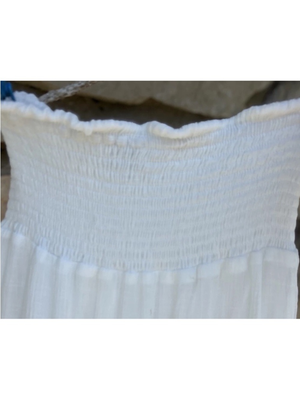 HYFVE Maxi Sundress Skirt Large White Gauze Strapless Smocked Top Tiered EC - Picture 3 of 5